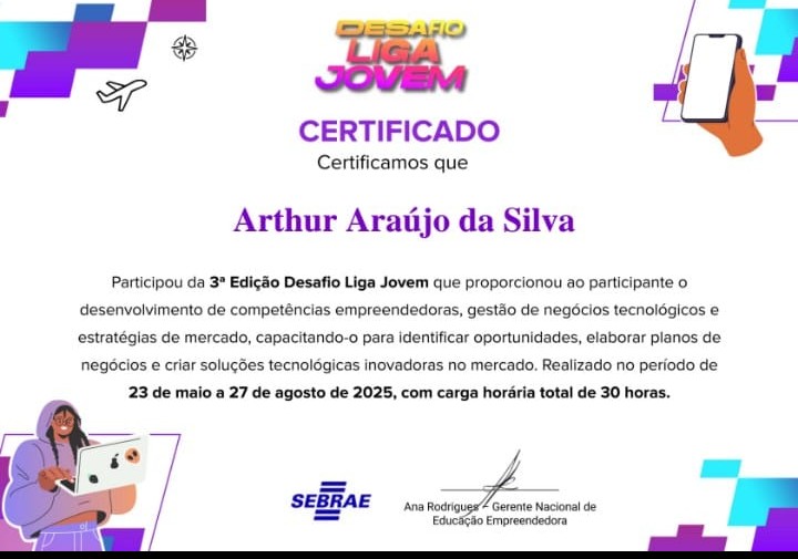 Certificado Liga Jovem — SEBRAE